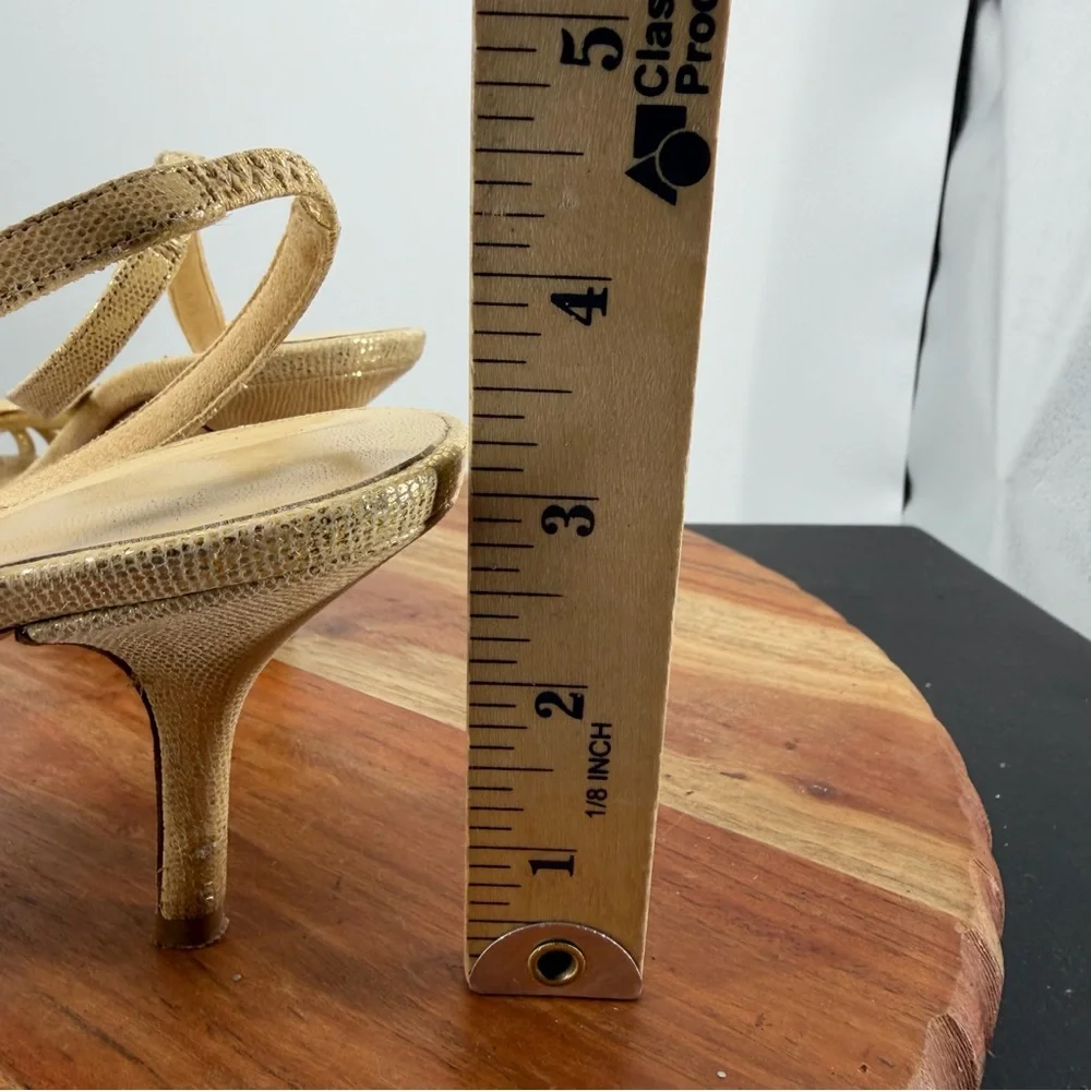 Kate Spade‎ Maribeth Slingback Gold Metallic Heels Pumps Stiletto Bow Glam 8.5